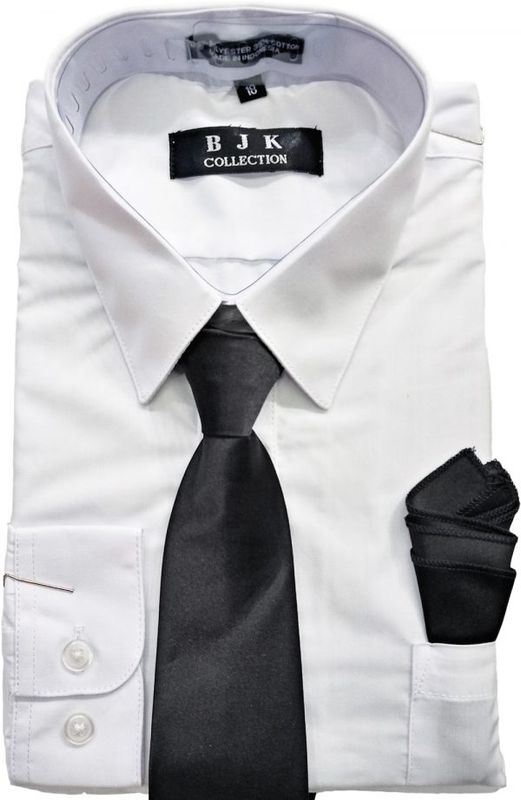 ST-WB White/black Tie Boy Shirt