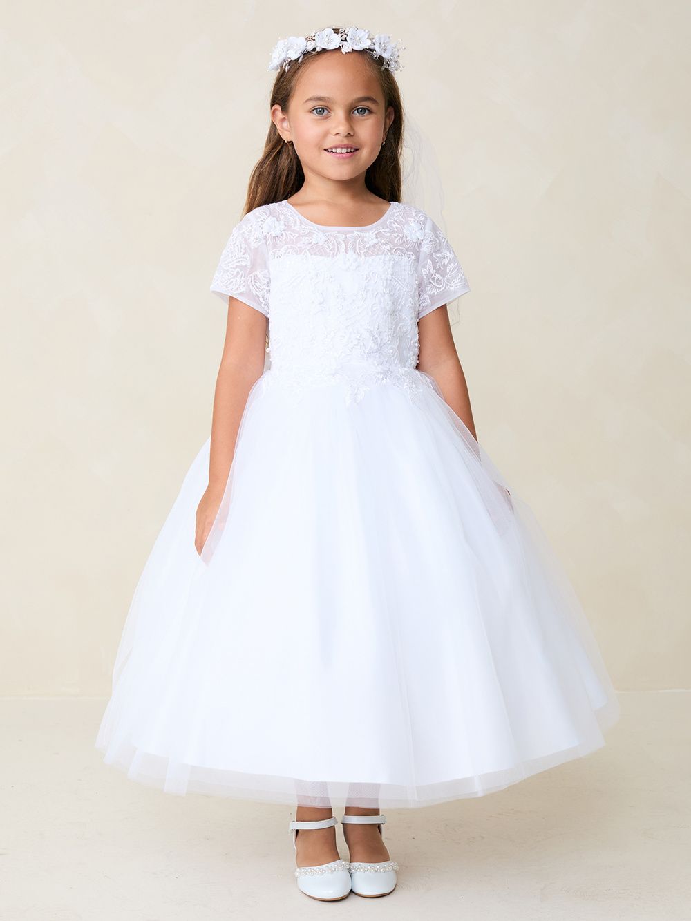 5883 White Communion/flower Girl Dress