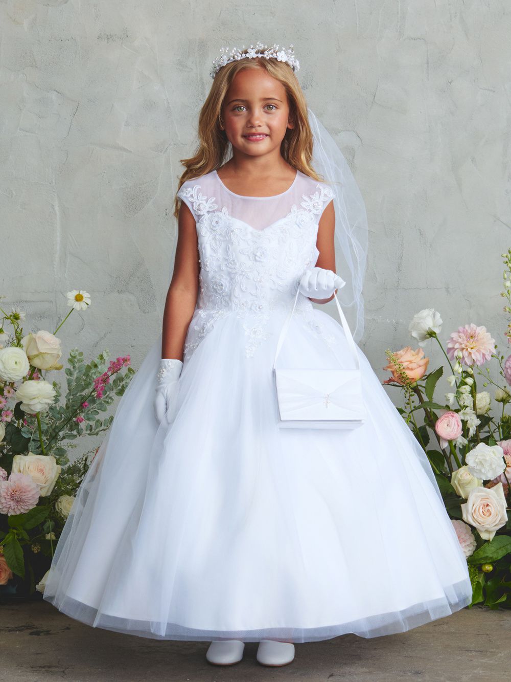 5926 White Flower Girl/communion Dress