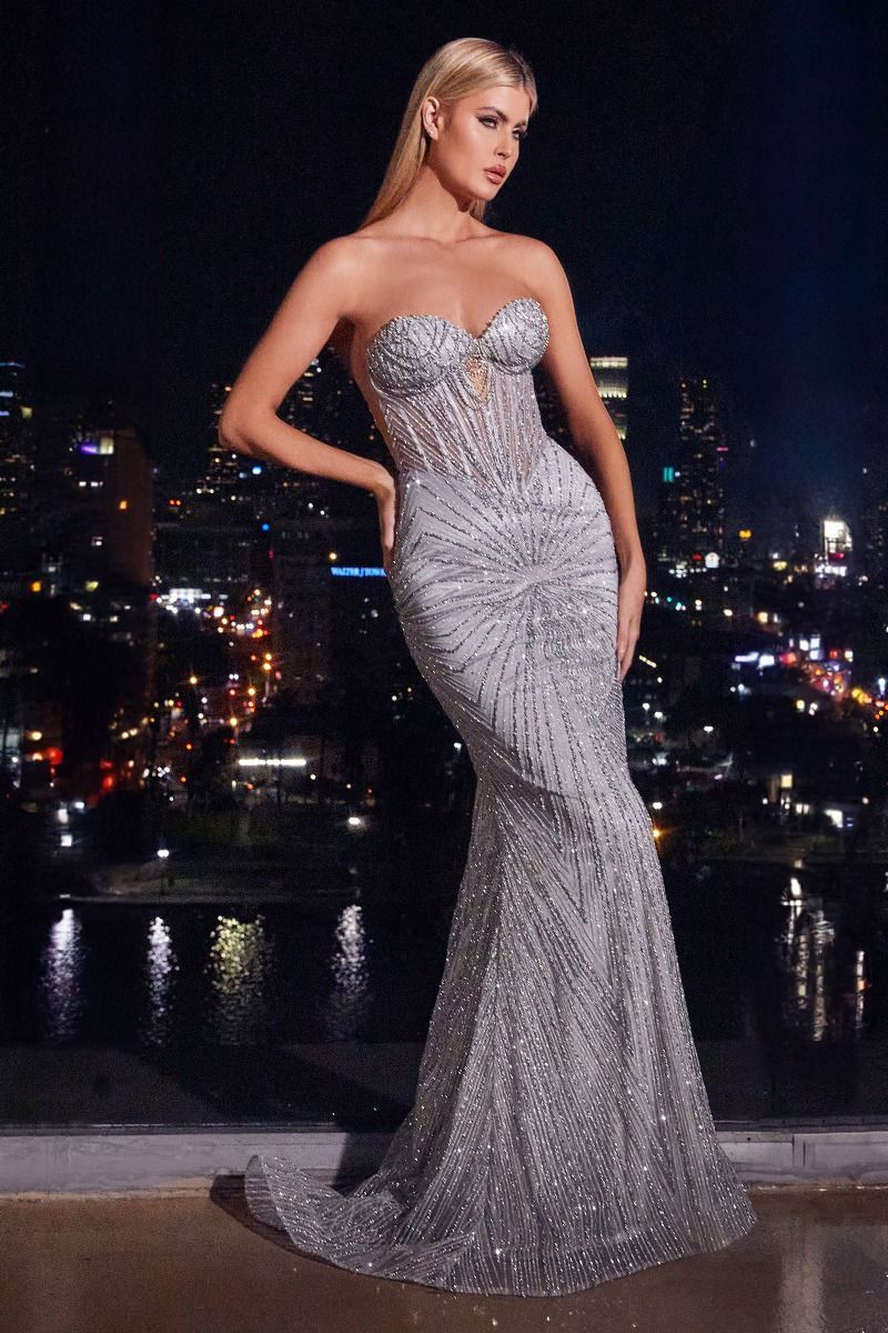 J871 Silver Prom/evening Dress