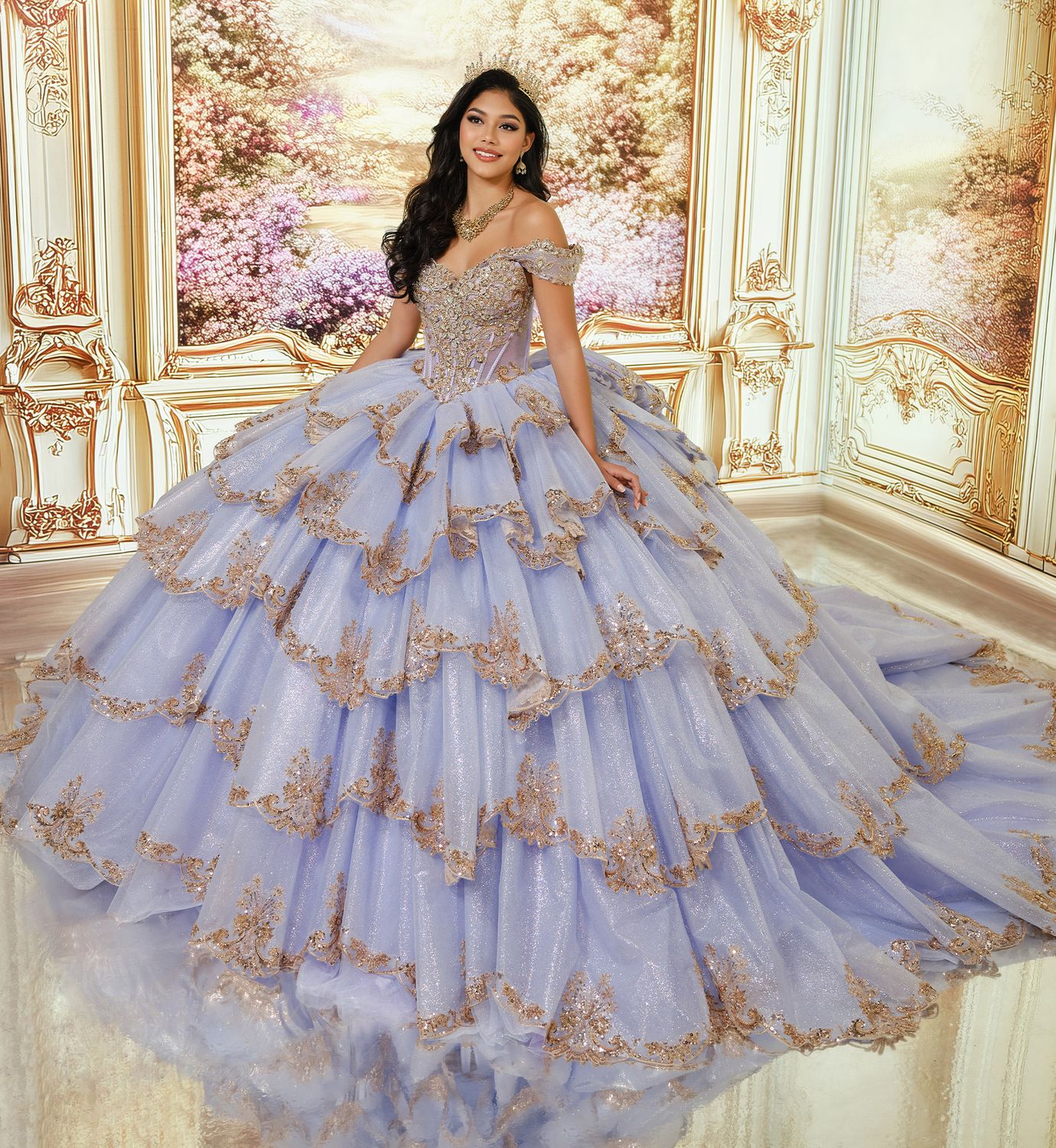 Pr30242 Periwinkle/Rose Gold Quince Dress