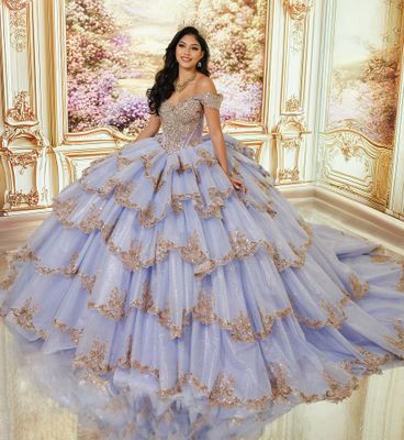 Pr30242 Periwinkle/Rose Gold Quince Dress