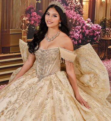 PR30245 Champagne/Gold Quince Dress