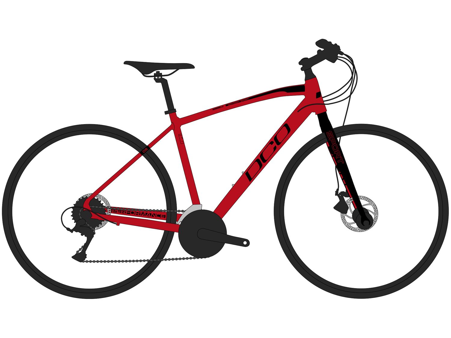 Vélo DCO Odyssey Sport Rouge/Noir, Size: 16po