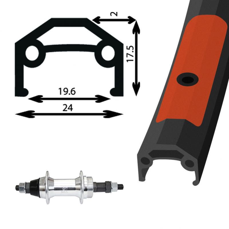 Roue arrière Damco 26&#39;&#39; Double paroi Alliage Roue-libre/Ecrou Noir