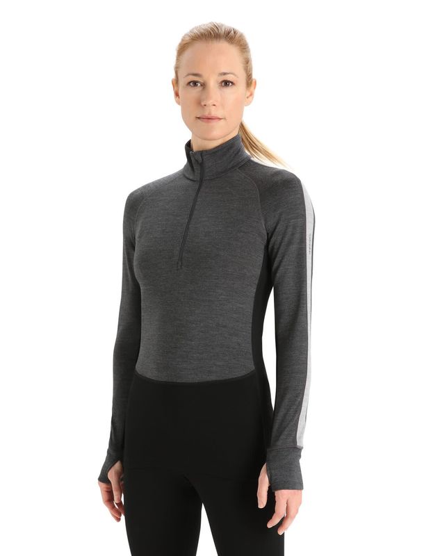 Sous-vêtement manches longues 1/2 Zip Icebreaker 260 ZoneKnit™ Merino Femme Noir/Gris