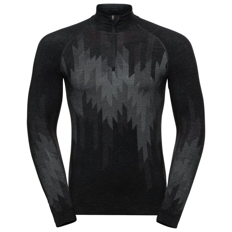 Sous-vêtement manches longues Odlo Kinship Performance Demi-Zip Noir/Motif