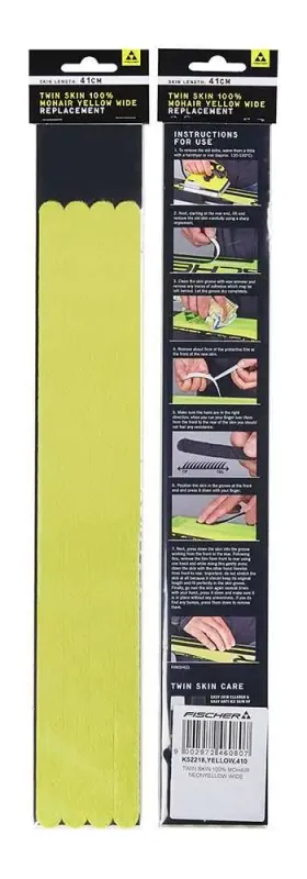 Peaux de remplacement Fischer Twin Skin 100% Mohair Jaune Neon Large