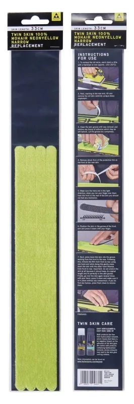 Peaux de remplacement Fischer Twin Skin 100% Mohair Narrow Jaune Neon