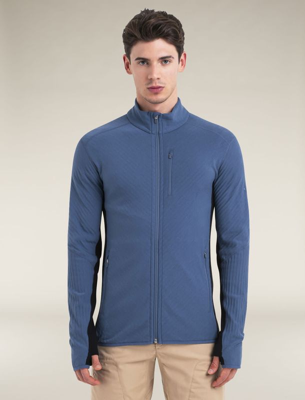 Chandail manches longues Full Zip Icebreaker Descender RealFleece™ Merino Bleu/Noir