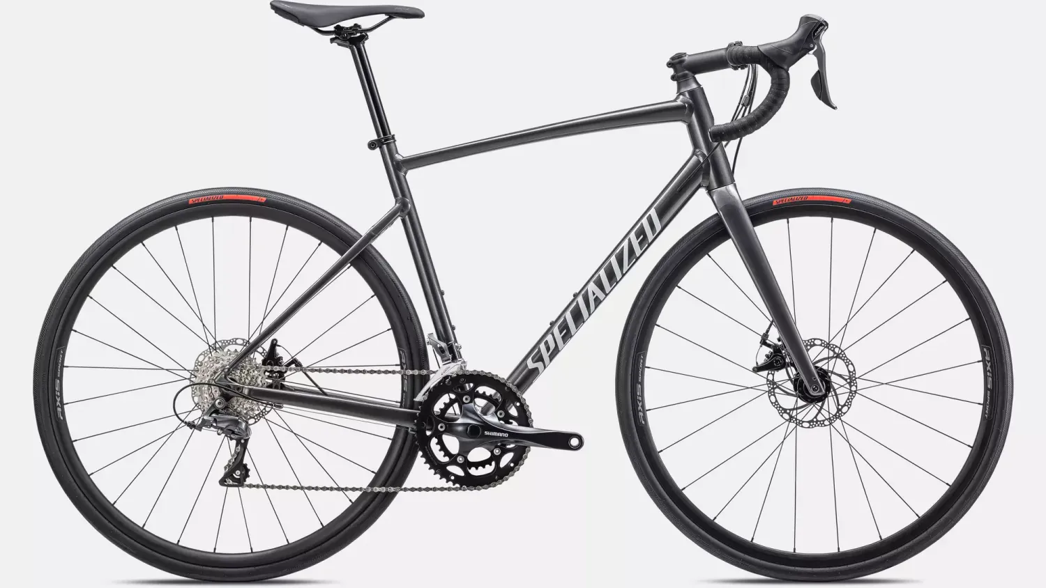 Vélo Specialized Allez E5 2025 Fumé Brillant/Blanc/Argent