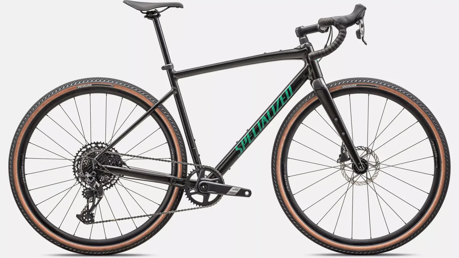 Vélo Specialized Diverge E5 Comp 2025 Obsidienne Métallique Brillante/Vert Pin Métallique