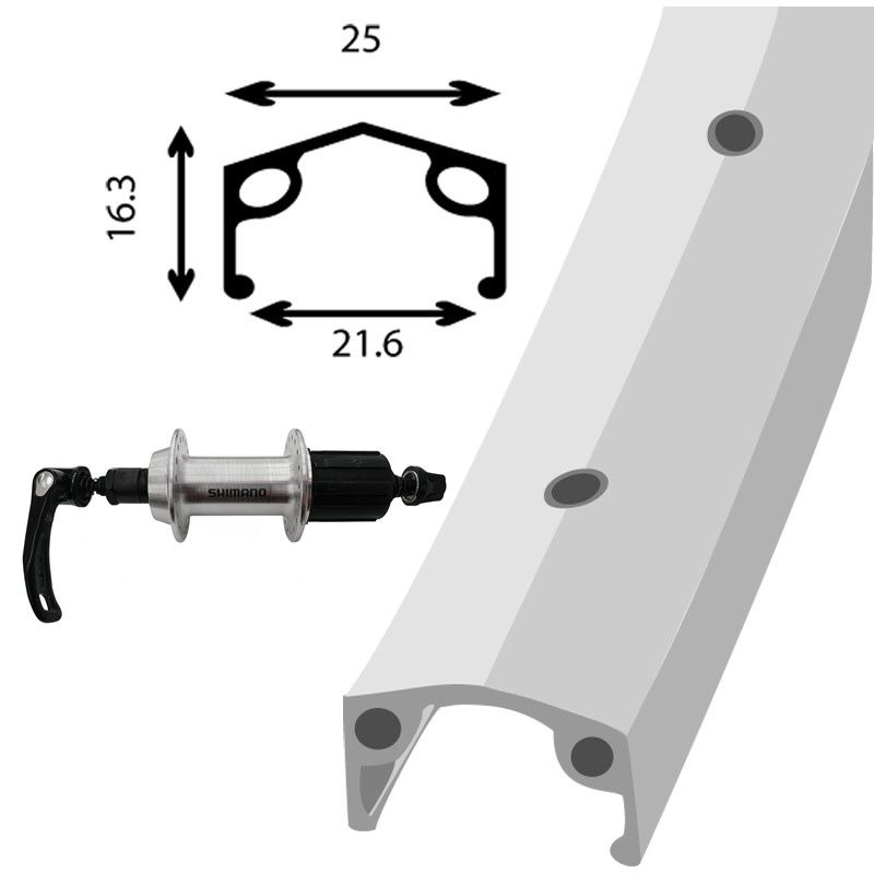 Roue arrière Damco 700c 36T Moyeu Altus 8vit. Alliage Argent