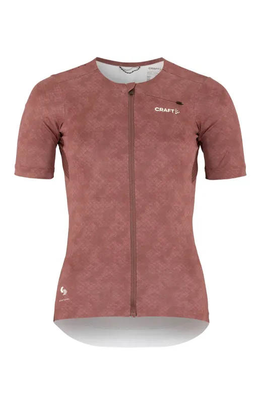 Maillot manches courtes Craft PRO Gravel Femme Rose-Marron