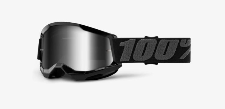 Goggle 100% Strata 2 Junior Noir - Lentille Argent Miroir