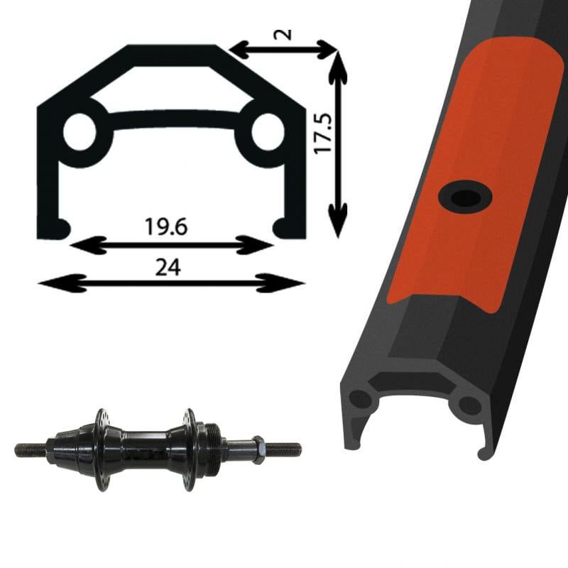 Roue arrière Damco 26&#39;&#39; Double paroi 36T Roue-libre/Ecrou Noir