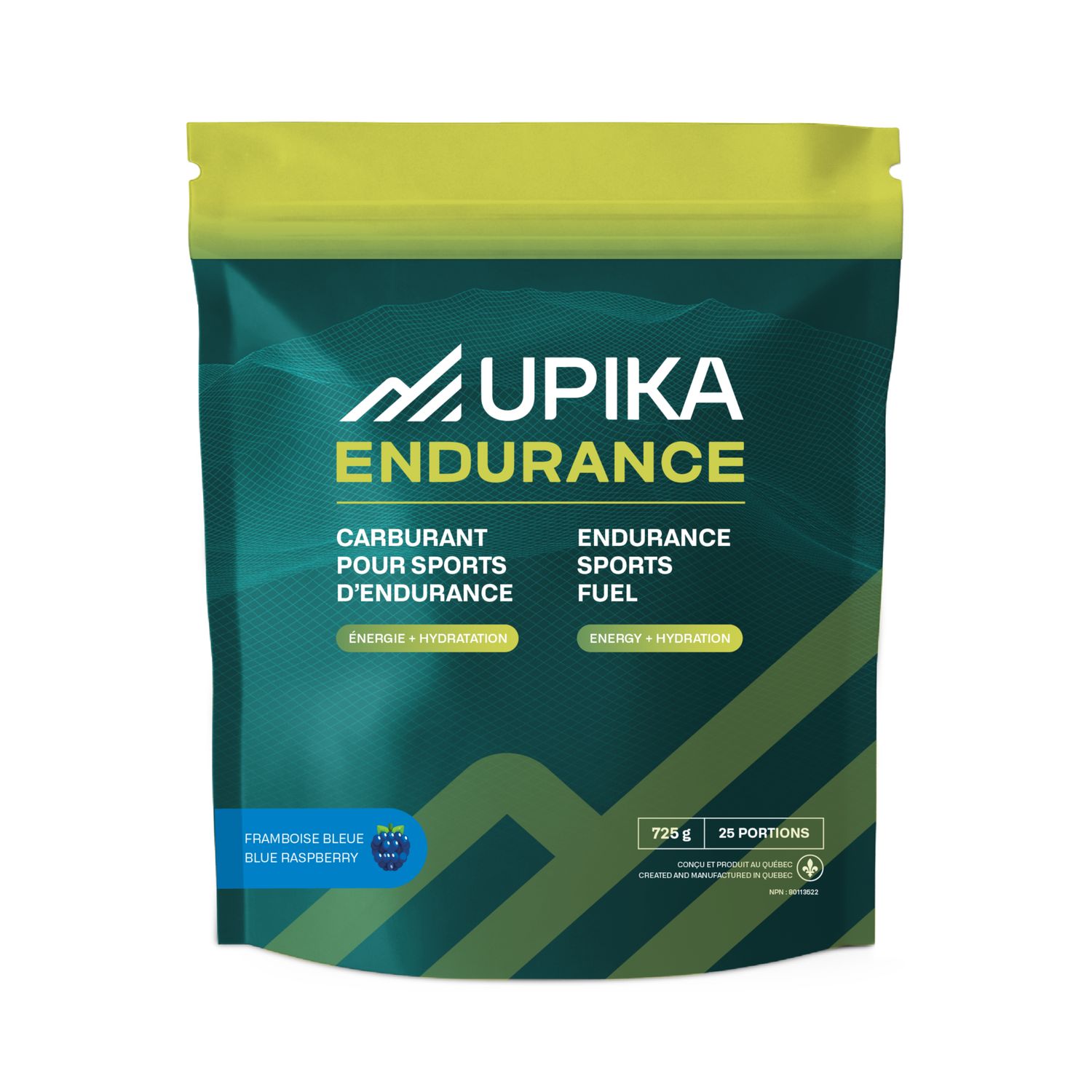 Boisson électrolyte Upika Endurance Framboise bleue 25 portions 725g