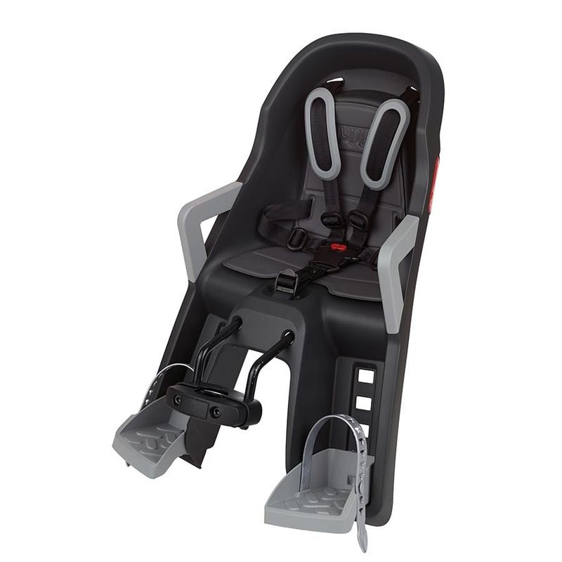 Siège de bébé Polisport, Guppy Mini +, Fixation sur potence/tube de direction, Gris Foncé/Argent, Gris