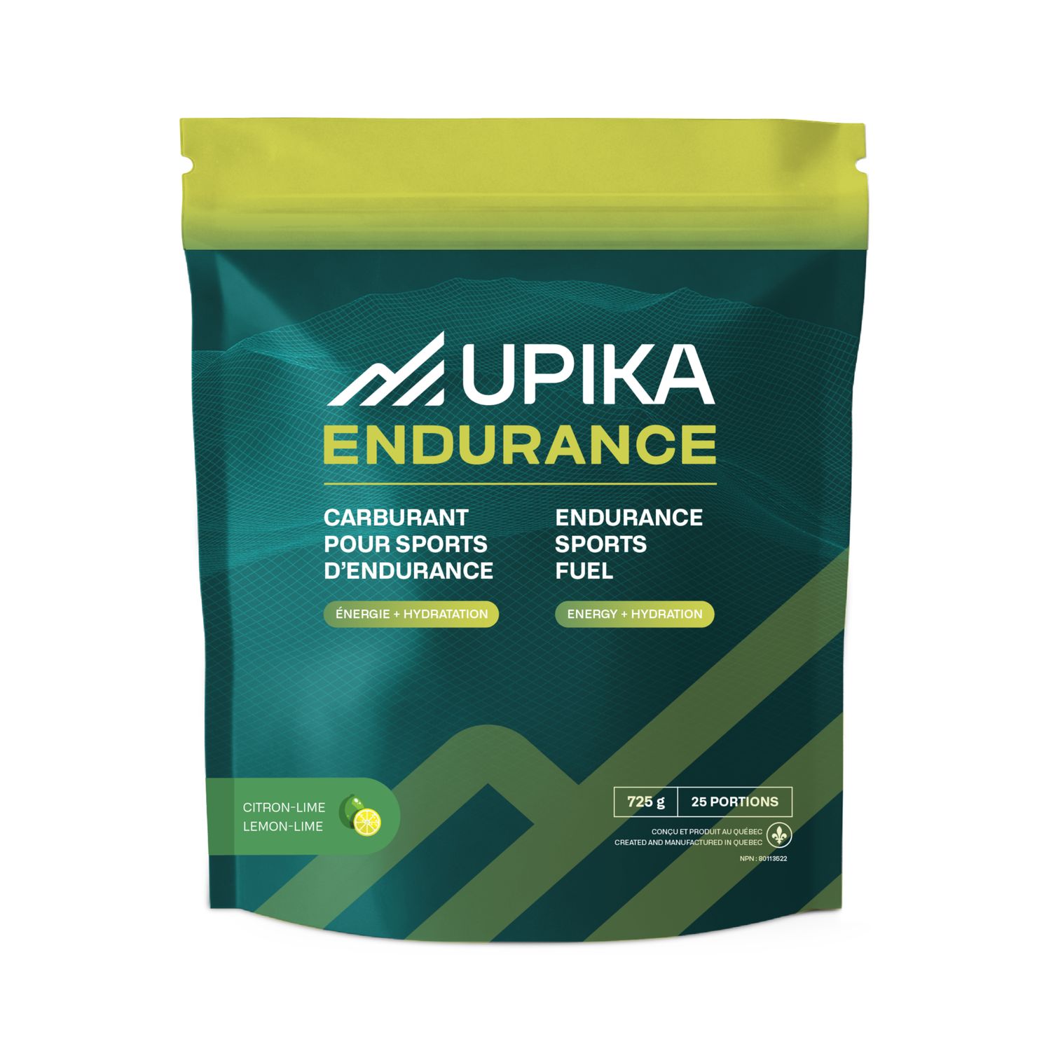 Boisson électrolyte Upika Endurance Citron-Lime 25 portions 725g