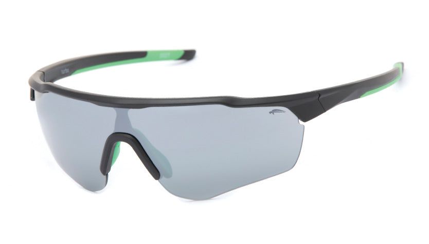 Lunettes Atmosphere Turbo Noir Mat w/ Vert - Lentille Argent Foncé Revo