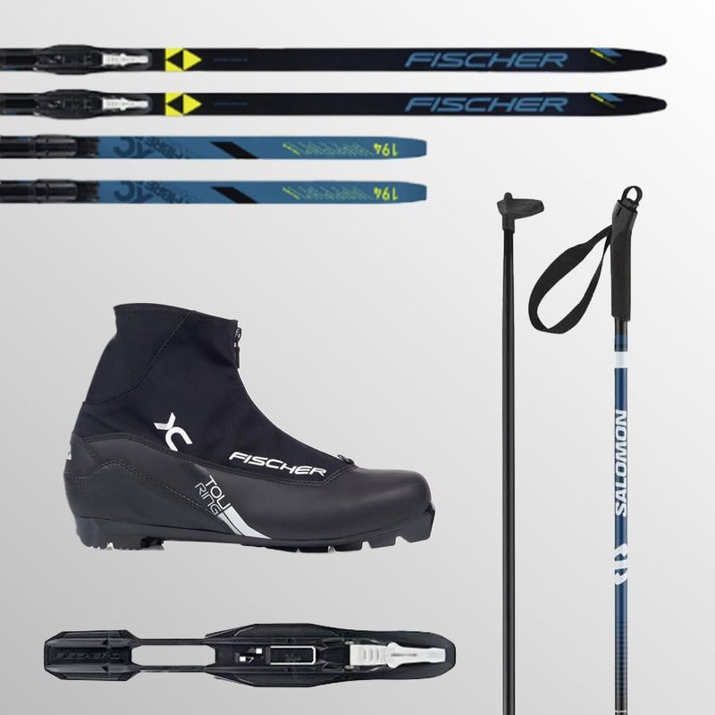 Ensemble De Ski Fischer Crown + Botte Fischer Xc Touring + Baton Escape