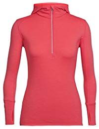 Sous-vêtement Icebreaker Fluid Zone LS Demi-zip 2022 Capuchon Femme, Color: Rouge, Size: XSmall