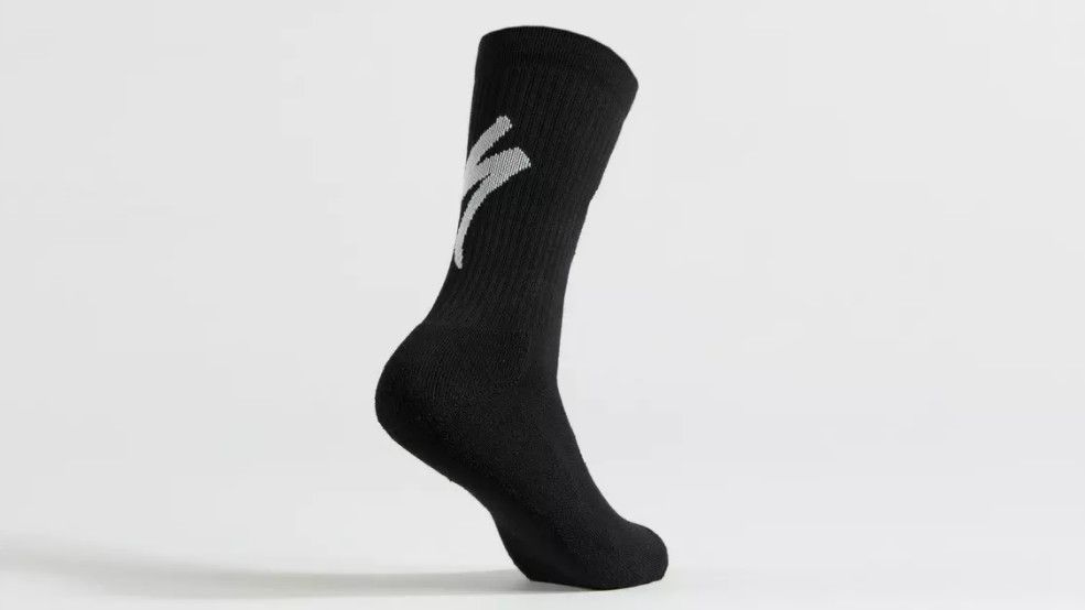 Bas Specialized Logo Techno MTB Tall Noir/Blanc, Size: Medium
