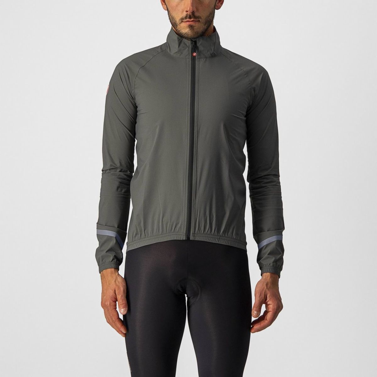 Veste imperméable manche longue Castelli Emergency 2 Vert Militaire, Size: 3XLarge