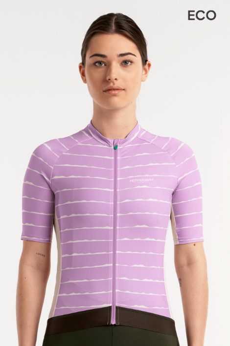 Maillot manches courtes Peppermint Signature Femme Rose Lignes d&#39;Horizon