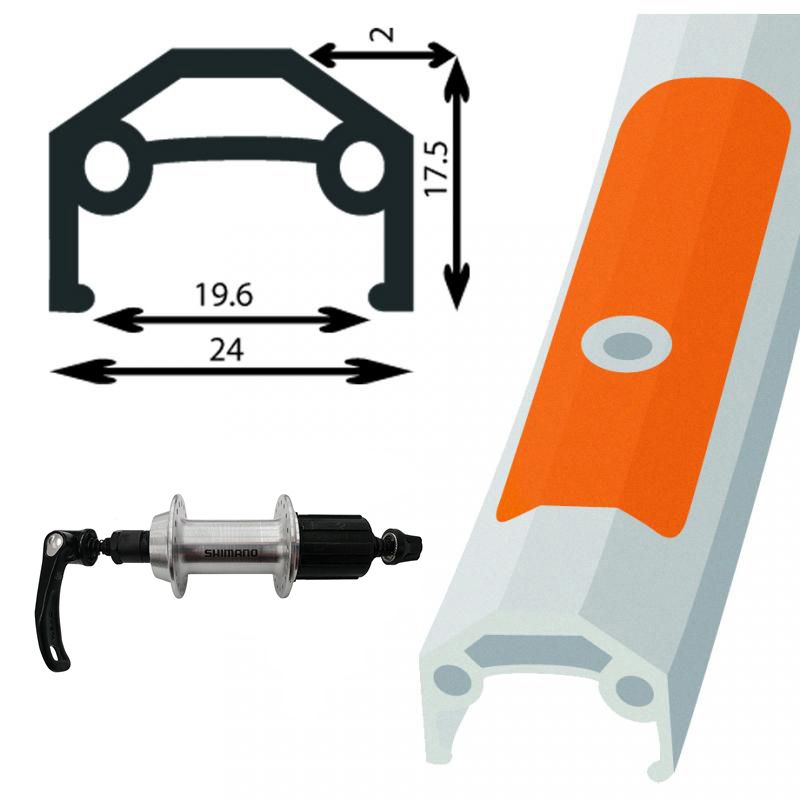 Roue arrière Damco 700c 36T Cass. QR 8vit. Double Paroi Alliage Argent
