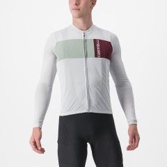Maillot manches longues Castelli Prologo 7 Gris Argent/Vert/Bordeaux