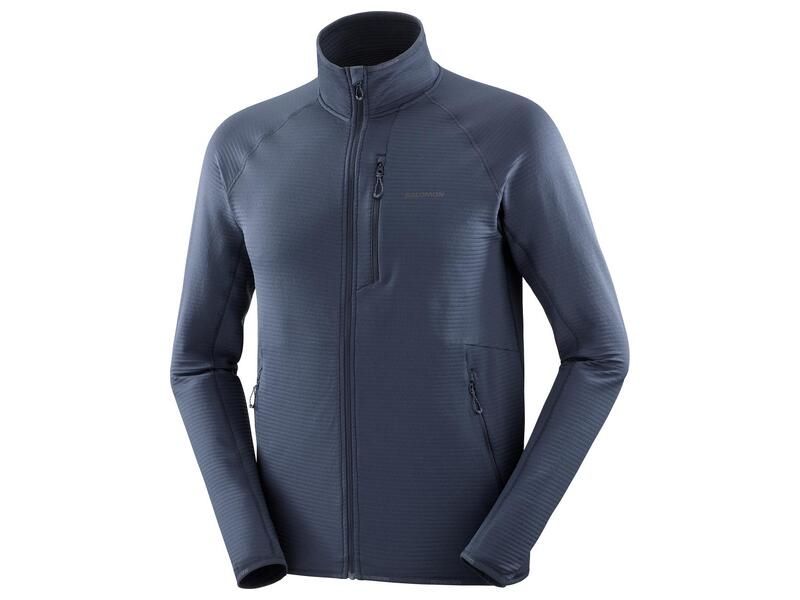 Chandail manches longues Salomon Essential Lightwarm Full Zip Bleu Nuit, Size: Small