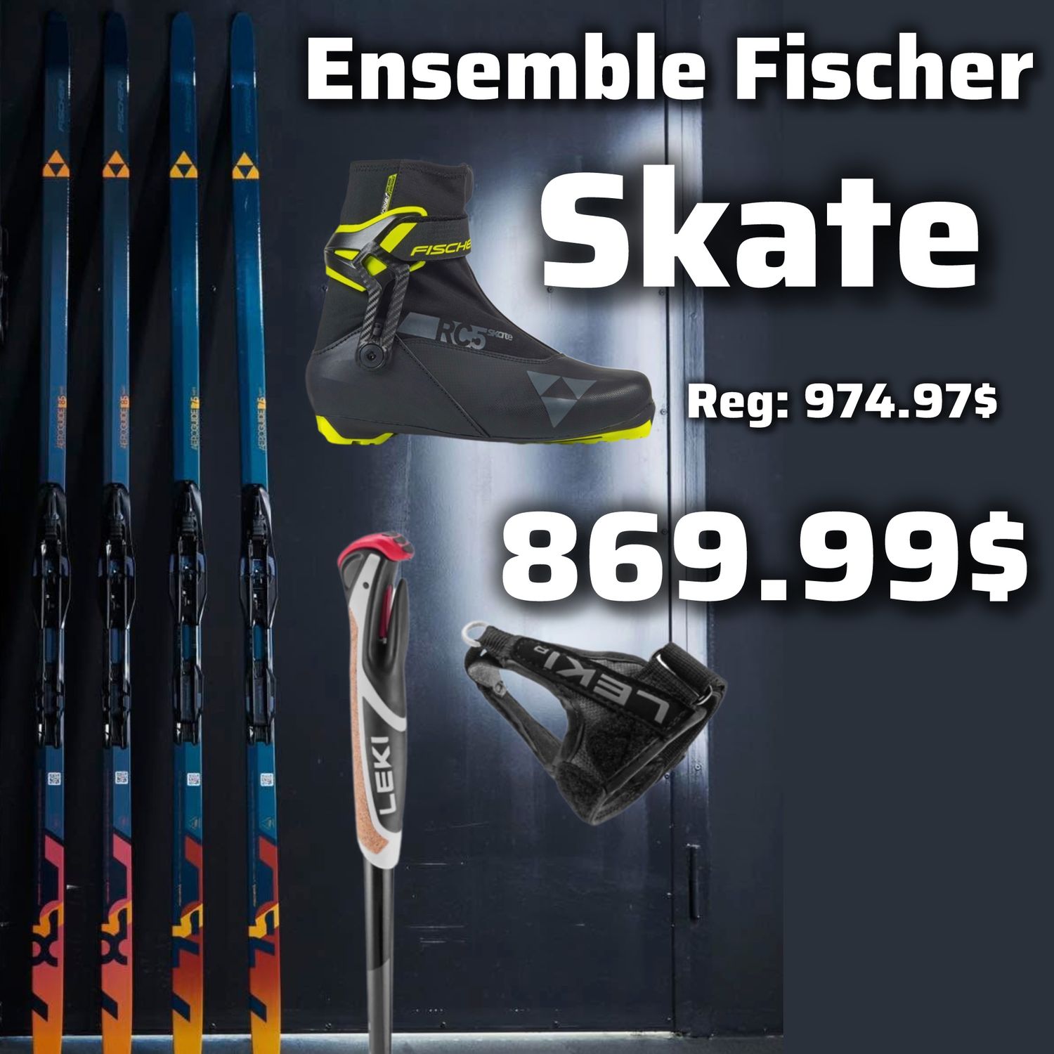 Fischer Skating Ski Package (Aeroguide 75 Skis + RC5 Boots + Leki XTA 5.5 Poles)