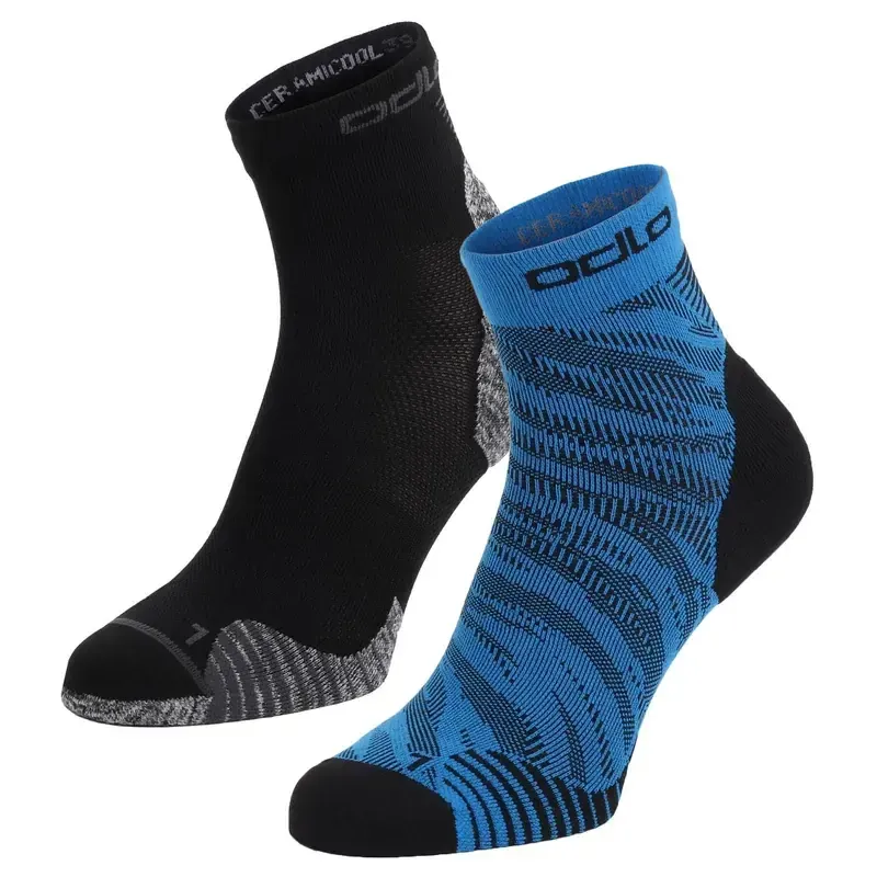 Bas Odlo Ceramicool Running Quarter 2 Paires - Noir et Indigo