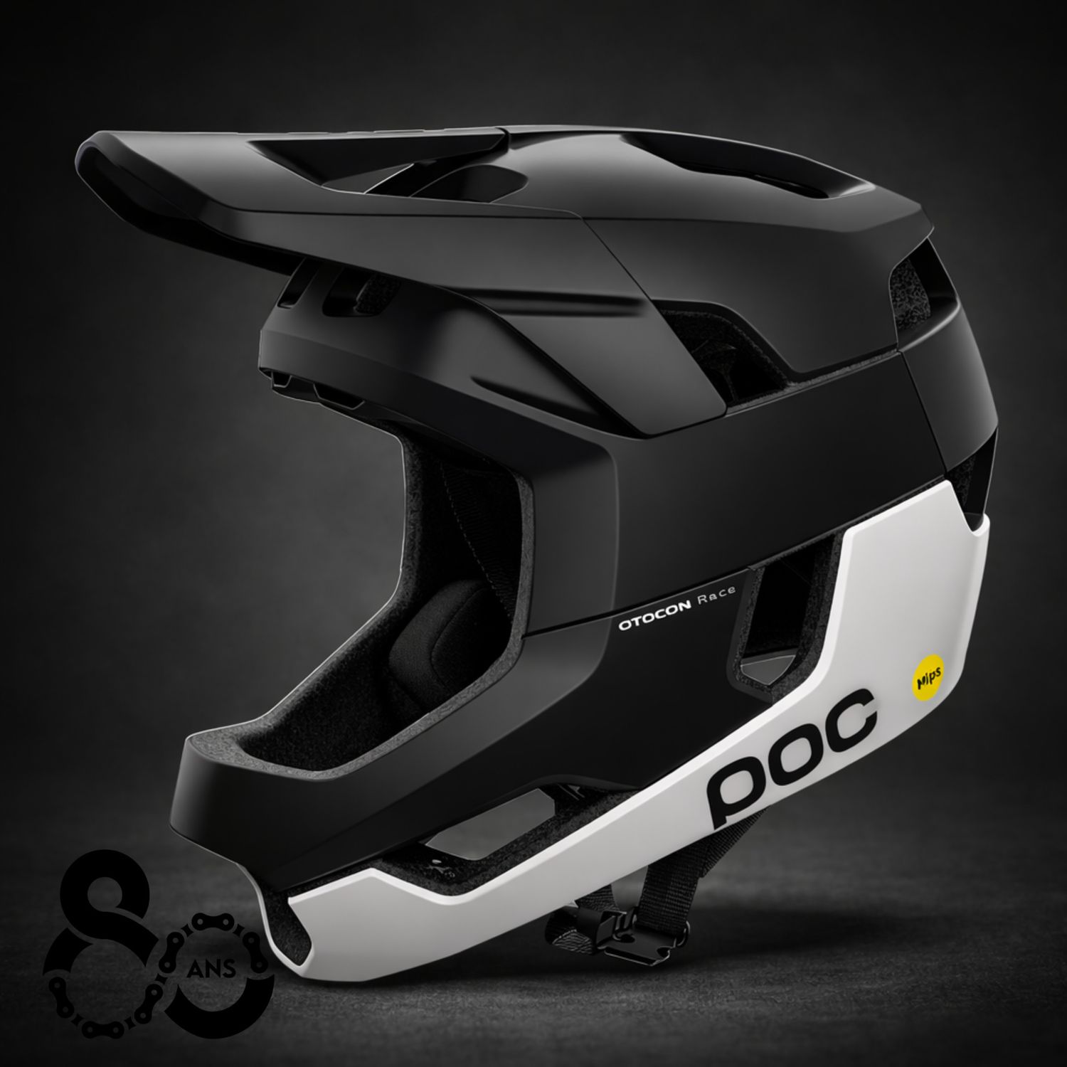 Casque intégral POC Otocon Race MIPS Noir/Blanc Mat