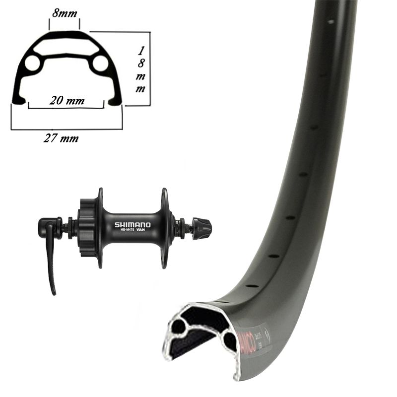 Roue avant M475 29"/700C Double Paroi 6B, 36T, Alliage Noir