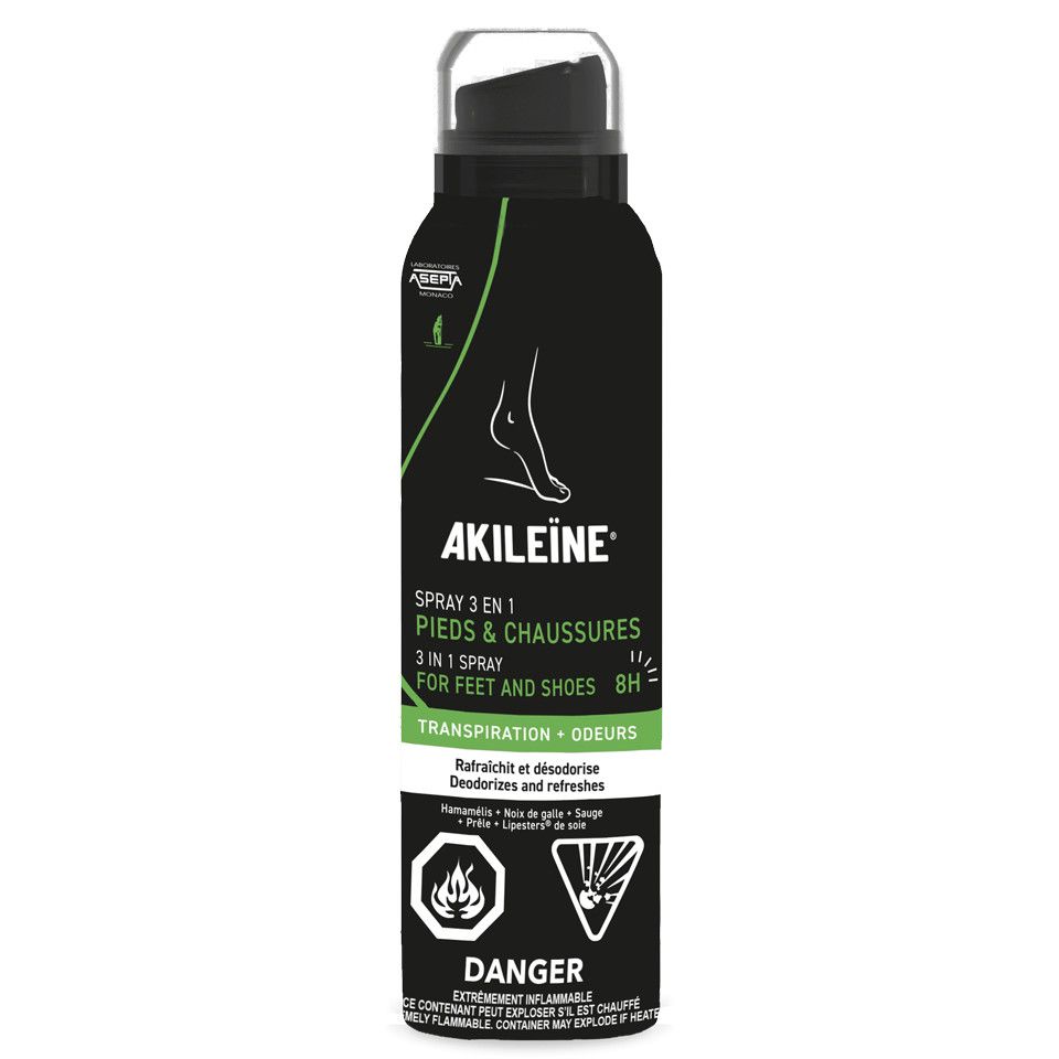 Spray noir 3 en 1 Akileine désodorisant 150ml
