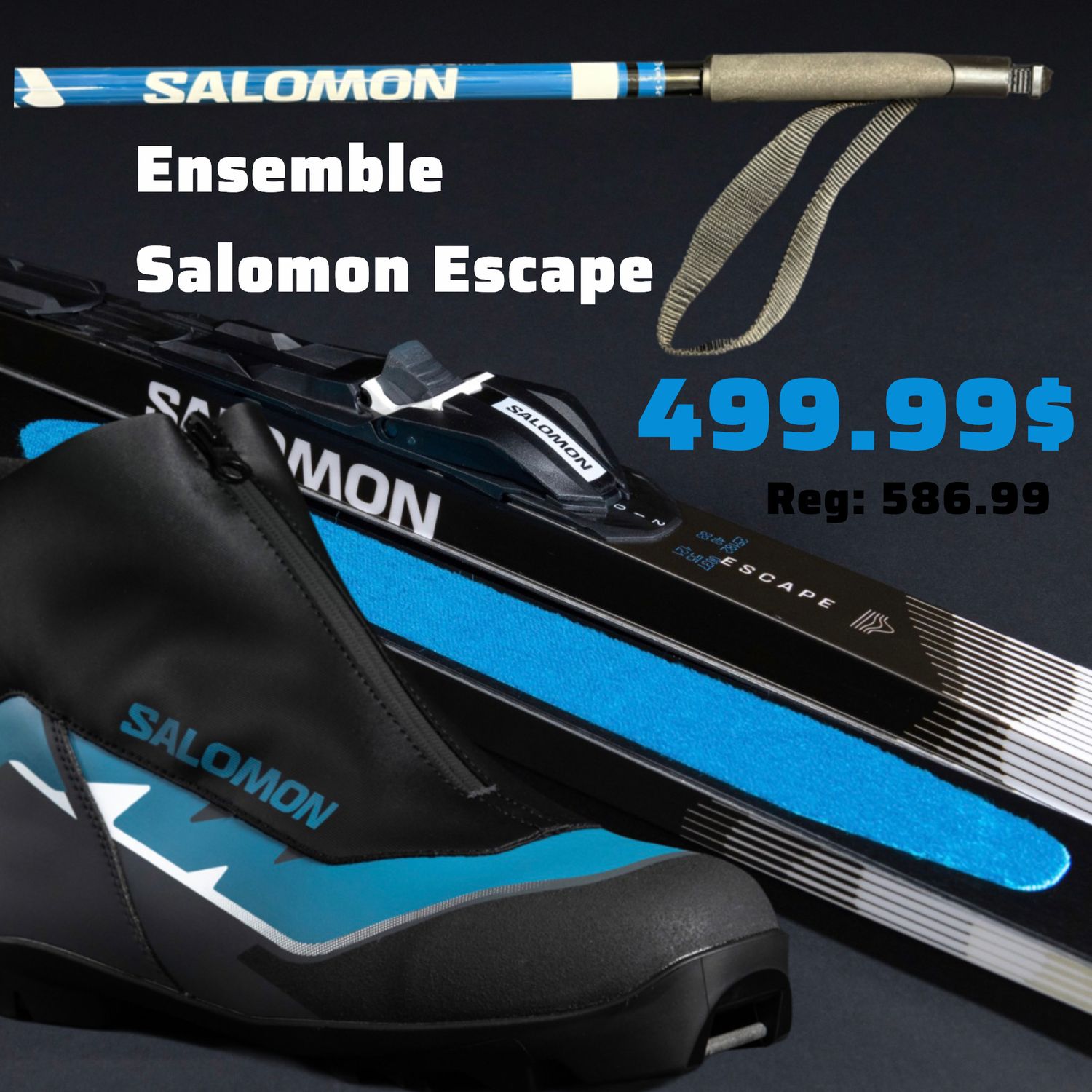 Complete Skin Ski Package (Salomon Escape 48 Skis + Rossignol XC2 Boots + Salomon Escape Poles)