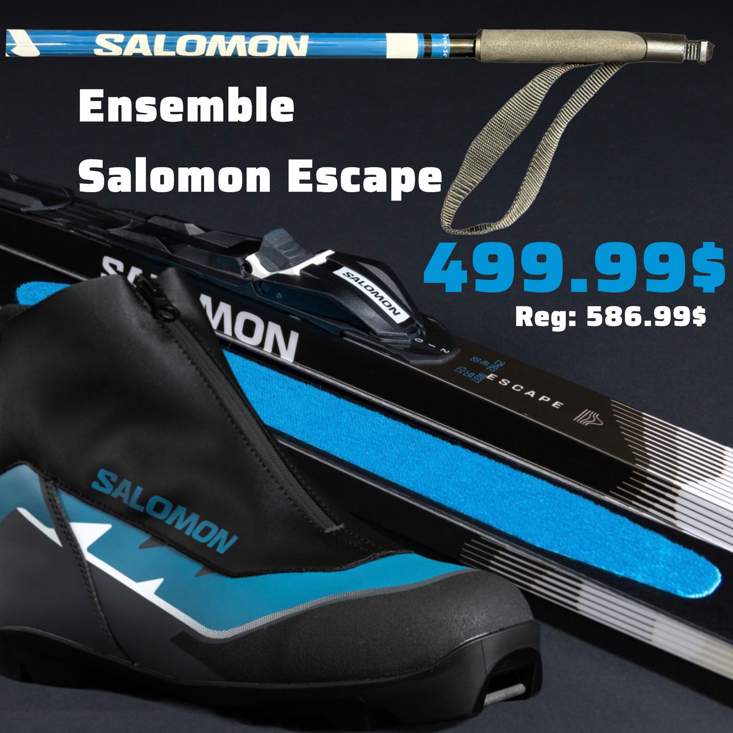 Complete Skin Ski Package (Salomon Escape 48 Skis + Rossignol XC2 Boots + Salomon Escape Poles)