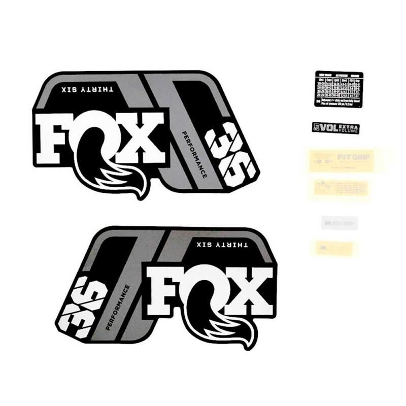 Kit d'autocollant Fox 36, 2021, P-S, Fourche noire mate, Logo Gris
