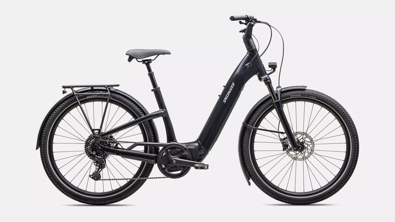 Vélo électrique Specialized Como 4.0 2026 Noir Brillant/Argent Satiné réfléchissant