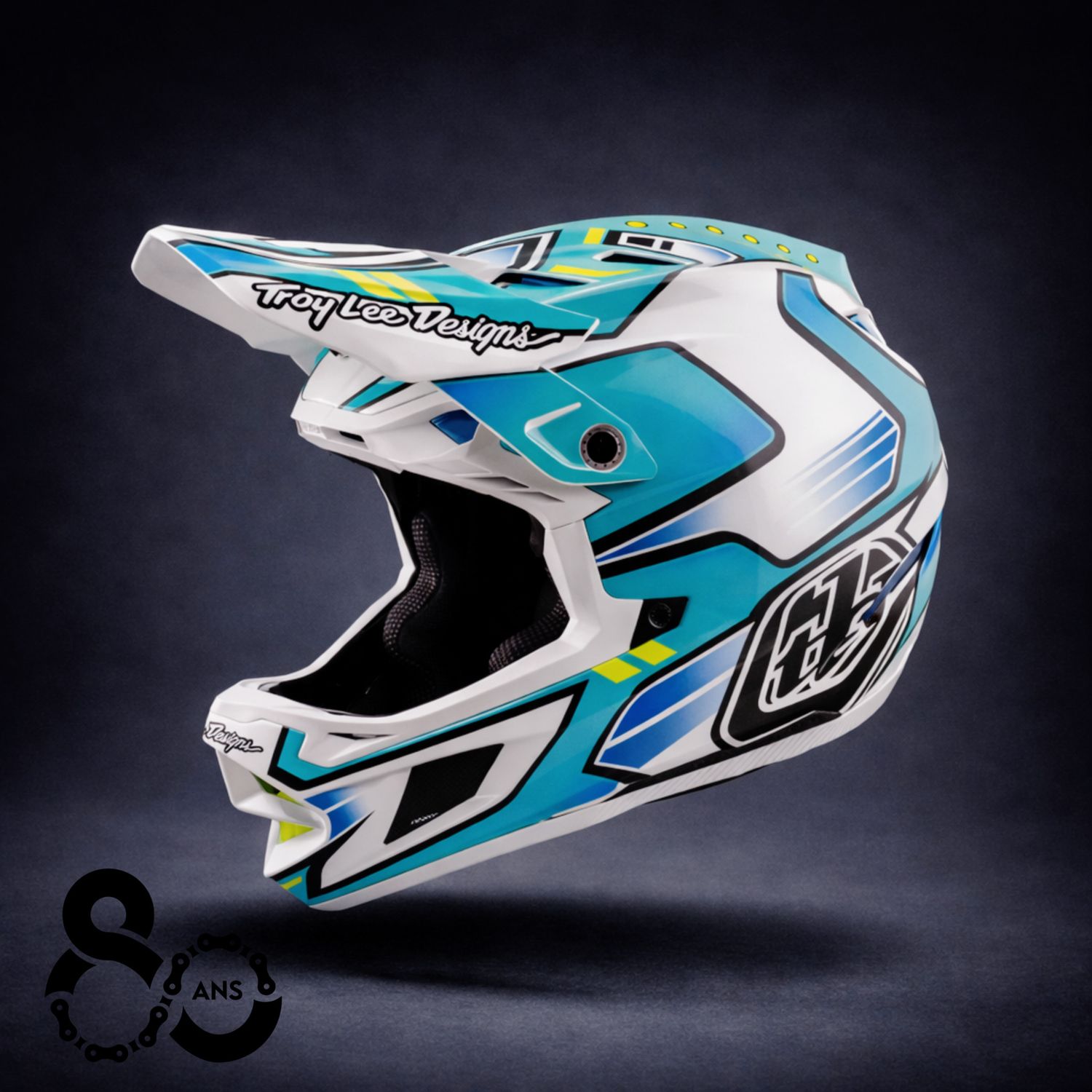 Casque intégral Troy Lee Designs D4 Composite MIPS Crest Turquoise, Size: LG