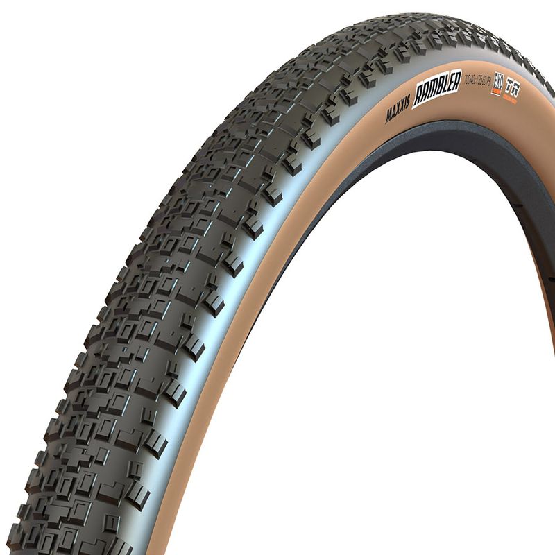 Pneu Maxxis, Rambler, 700x45C, Pliable, Tubeless Ready, HYPR-X, EXO, 120TPI, Flanc Beige
