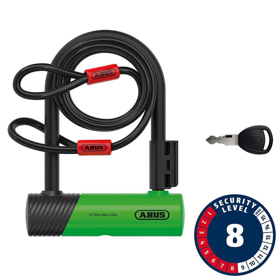 Cadenas en U à clé Abus, Ultra 410K Mini + Cobra, 140x150mm, 5.5''x5.9'', Épaisseur en mm: 12mm, Vert