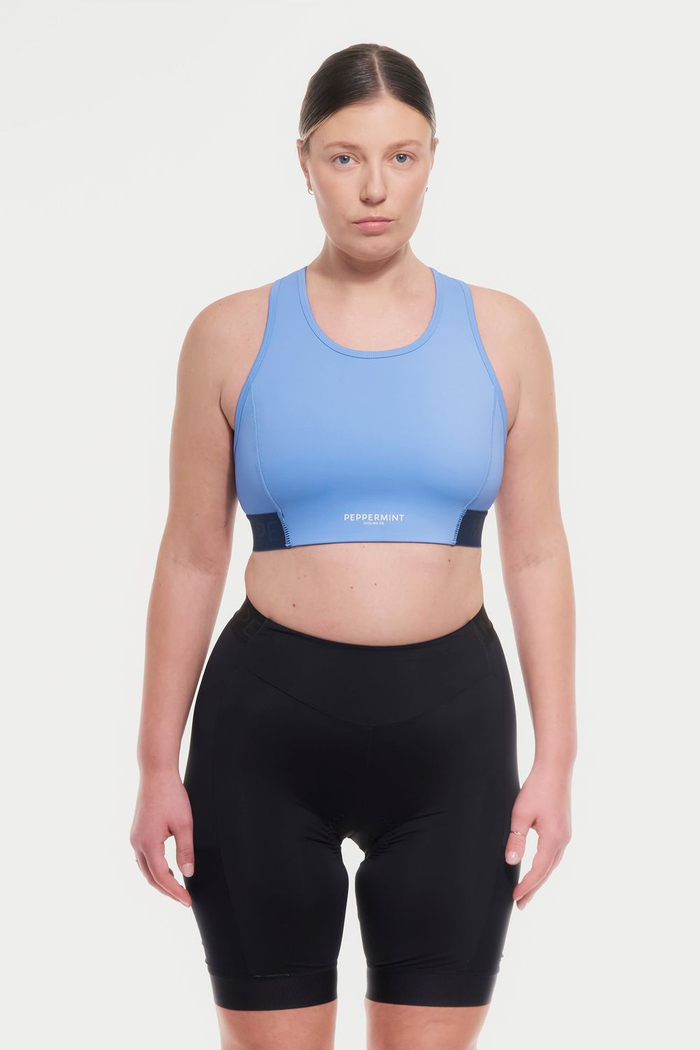 Peppermint Signature High-Neck Sports Bra (Blueberry)