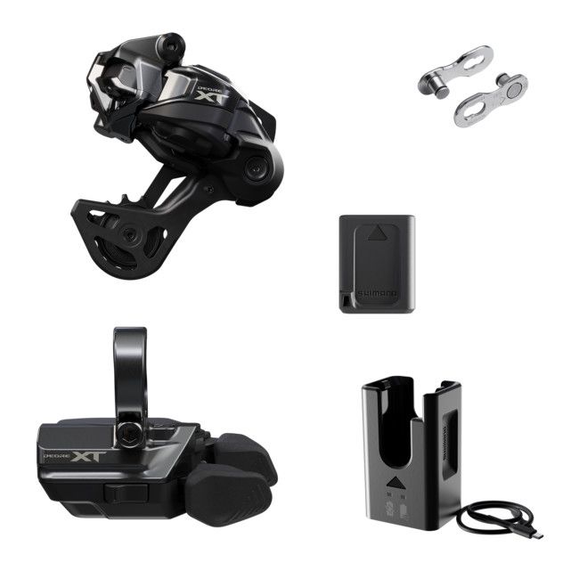 Dérailleur arrière Shimano, Deore XT Di2 RD-M8250 Kit, Vitesses: 12, Cage: GS, bande de serrage, Noir