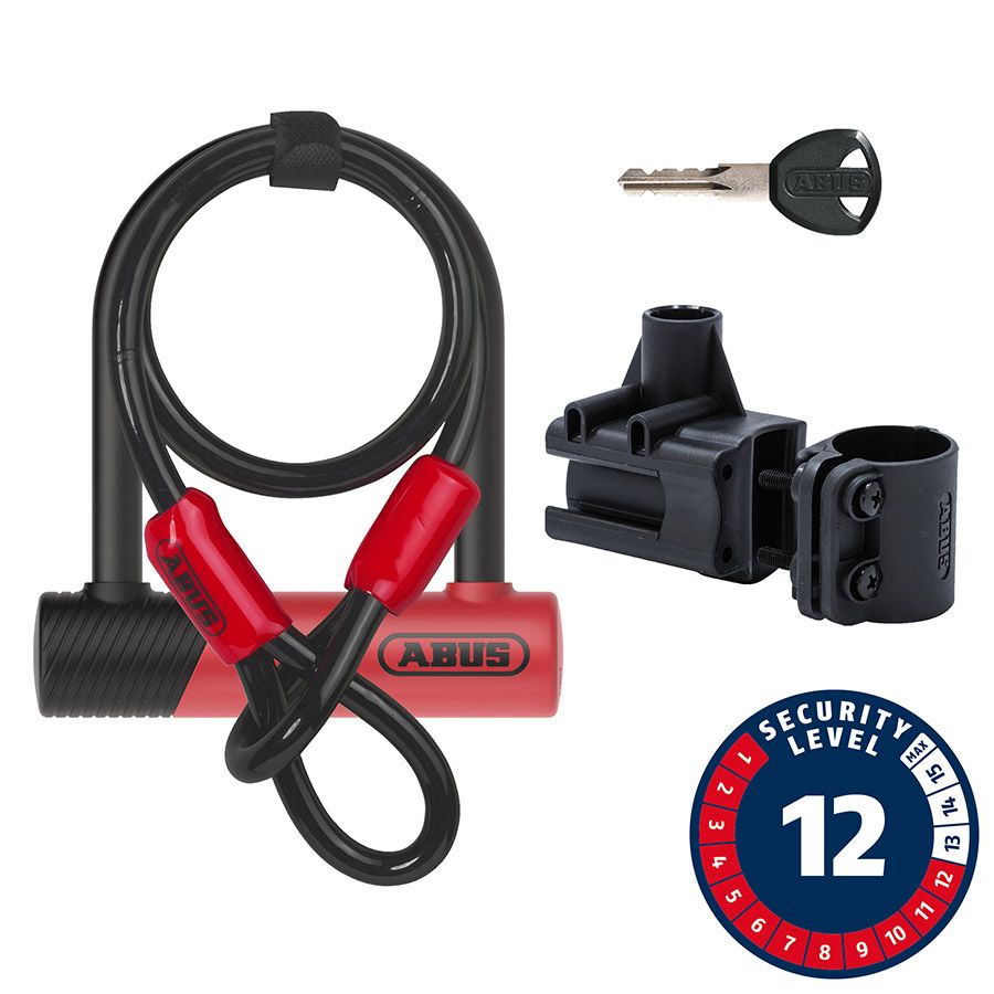 Cadenas en U à clé Abus, Ultimate 420K Mini + Cobra, 140x150mm, 5.5''x5.9'', Épaisseur en mm: 14mm, Rouge