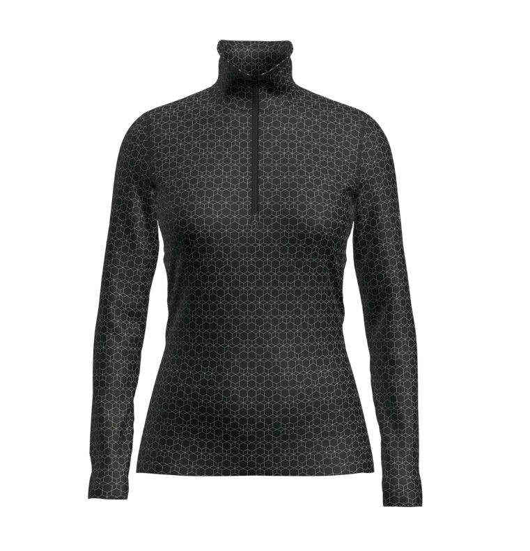 Sous-vêtement demi-zip manches longues Icebreaker 260 Oasis Vertex Merino Femme Noir