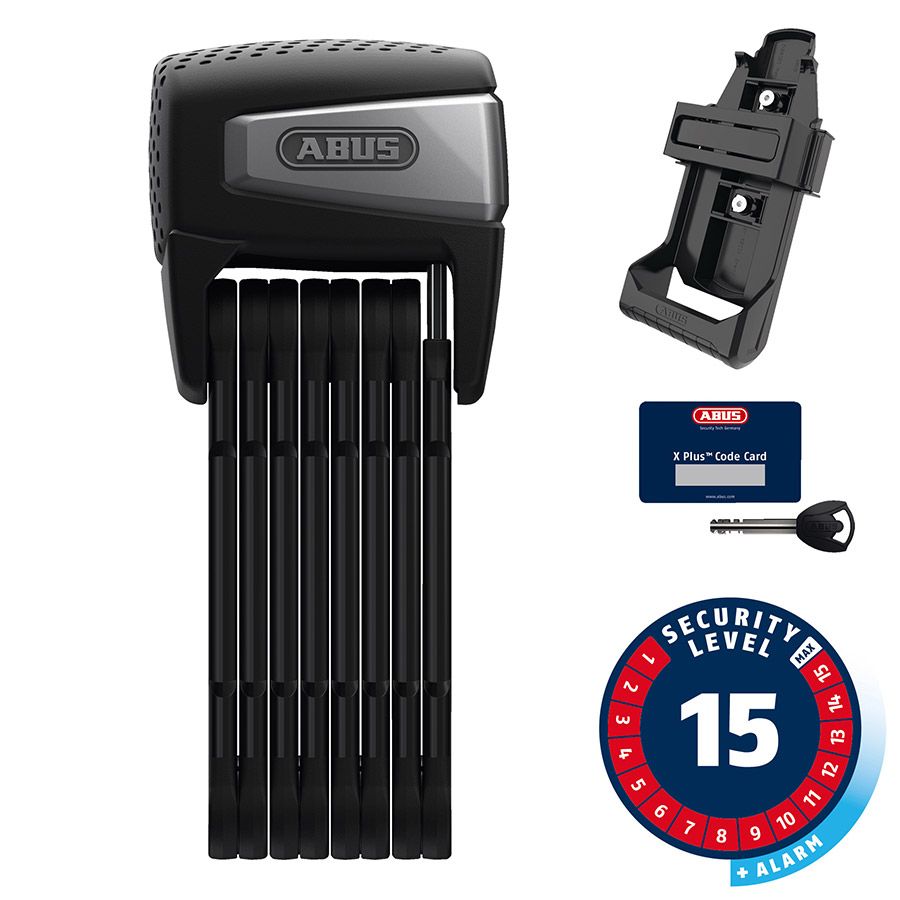 Cadenas pliable à clé Abus, Bordo Granit XPlus Alarm 6500, 90cm, 3', 5.5mm, Noir