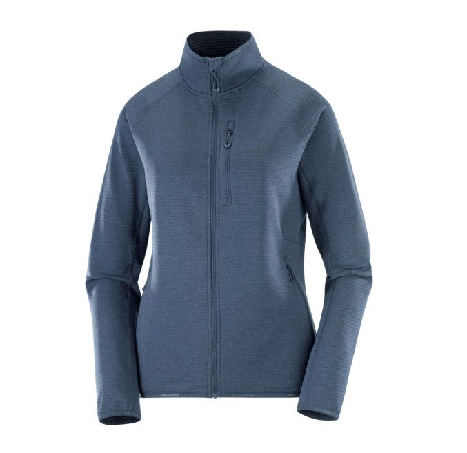 Chandail manches longues Salomon Sntial LightWarm Full Zip Femme Bleu Nuit